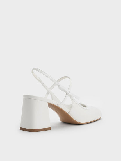 CHARLES & KEITH Popular | Bow Slingback Mary Jane Pumps - White
