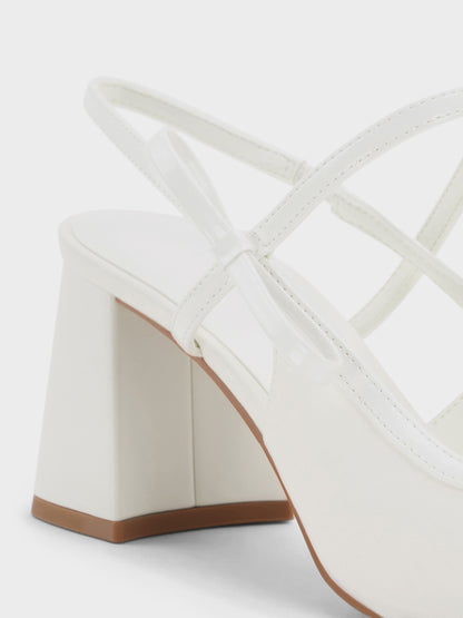 CHARLES & KEITH Popular | Bow Slingback Mary Jane Pumps - White