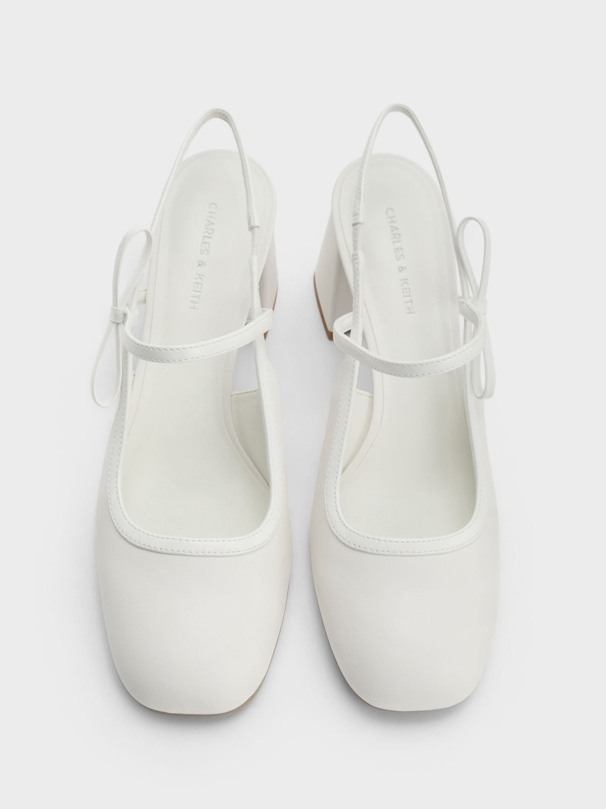 CHARLES & KEITH Popular | Bow Slingback Mary Jane Pumps - White