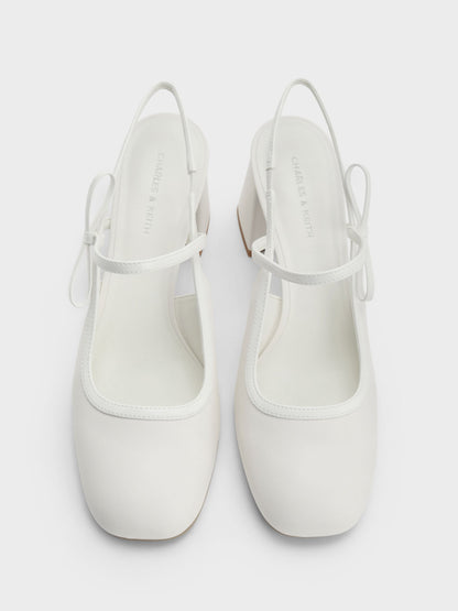 CHARLES & KEITH Popular | Bow Slingback Mary Jane Pumps - White