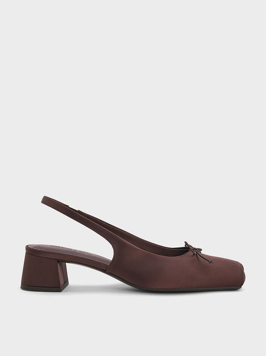 CHARLES & KEITH Latest | Sadira Satin Slingback Pumps - Dark Brown