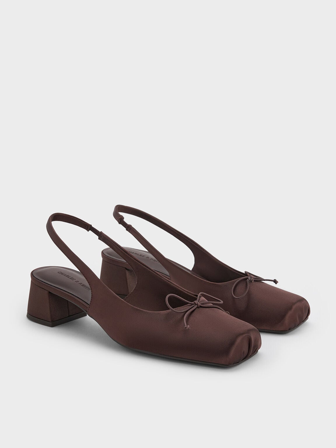 CHARLES & KEITH Latest | Sadira Satin Slingback Pumps - Dark Brown