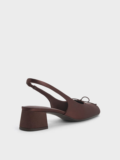 CHARLES & KEITH Latest | Sadira Satin Slingback Pumps - Dark Brown
