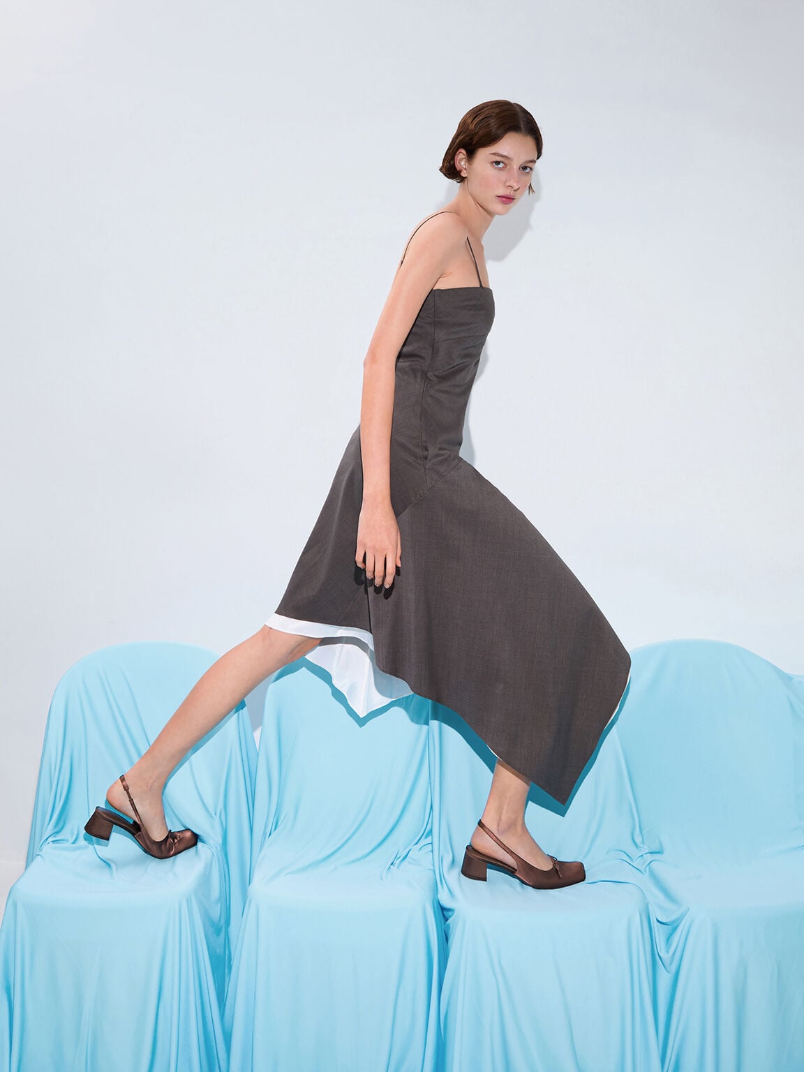 CHARLES & KEITH Latest | Sadira Satin Slingback Pumps - Dark Brown