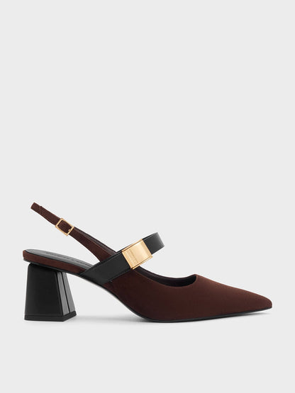 CHARLES & KEITH Special Offer | Yvette Faux Suede Mary Jane Slingback Pumps - Dark Brown