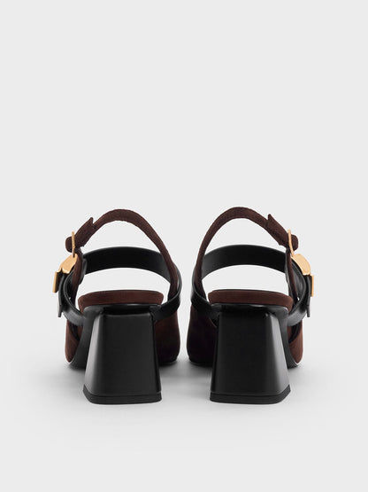 CHARLES & KEITH Special Offer | Yvette Faux Suede Mary Jane Slingback Pumps - Dark Brown