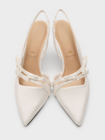 CHARLES & KEITH Quality | Jessy Bow Slingback Pumps - White