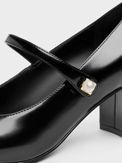 CHARLES & KEITH Exclusive | Marie Pearl Mary Jane Pumps - Black Box