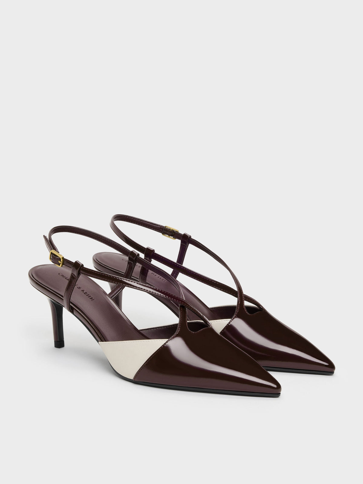 CHARLES & KEITH Special Offer | Two-Tone Pointed Slingback Pumps - Burgundy