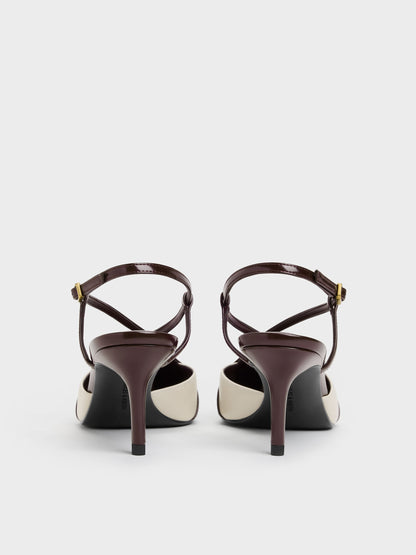 CHARLES & KEITH Special Offer | Two-Tone Pointed Slingback Pumps - Burgundy