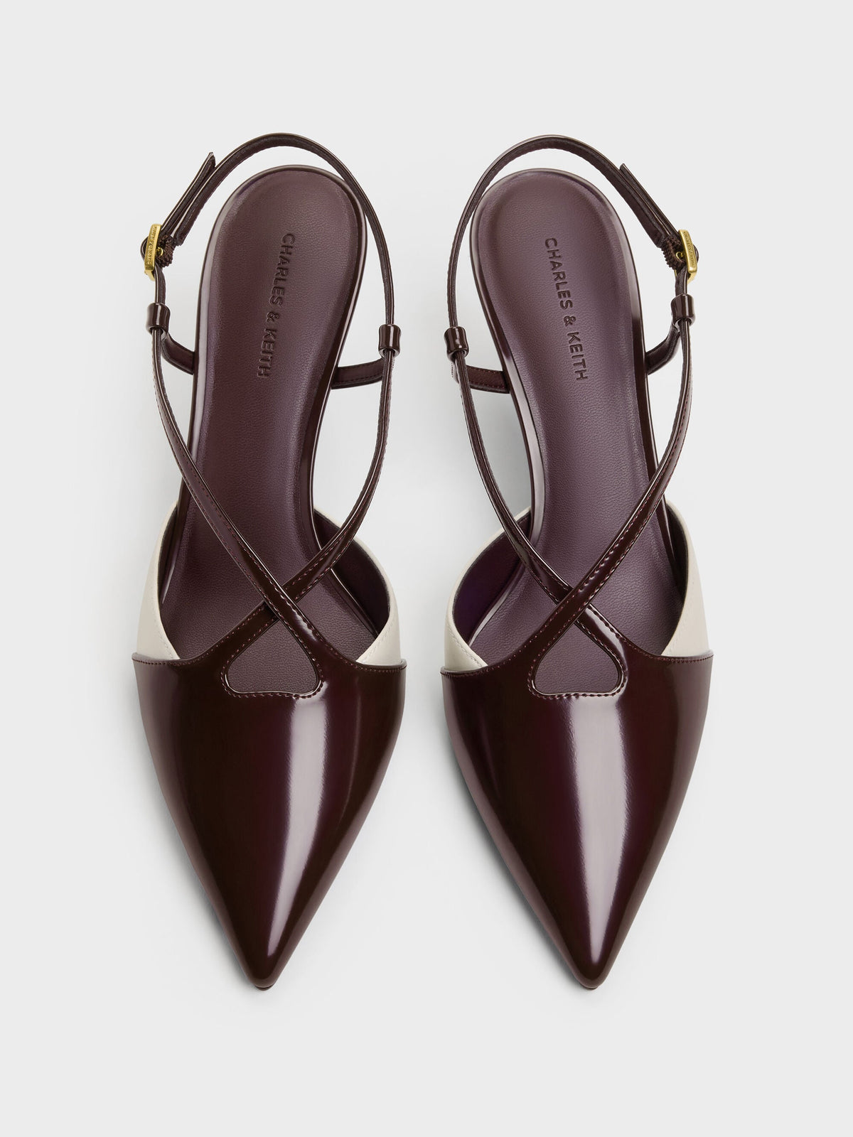 CHARLES & KEITH Special Offer | Two-Tone Pointed Slingback Pumps - Burgundy