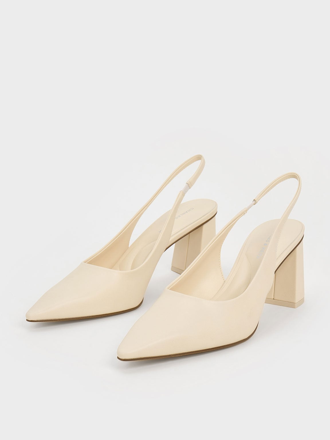CHARLES & KEITH Everyday | Teagan Pointed Slingback Pumps - Chalk