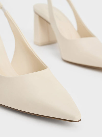CHARLES & KEITH Everyday | Teagan Pointed Slingback Pumps - Chalk