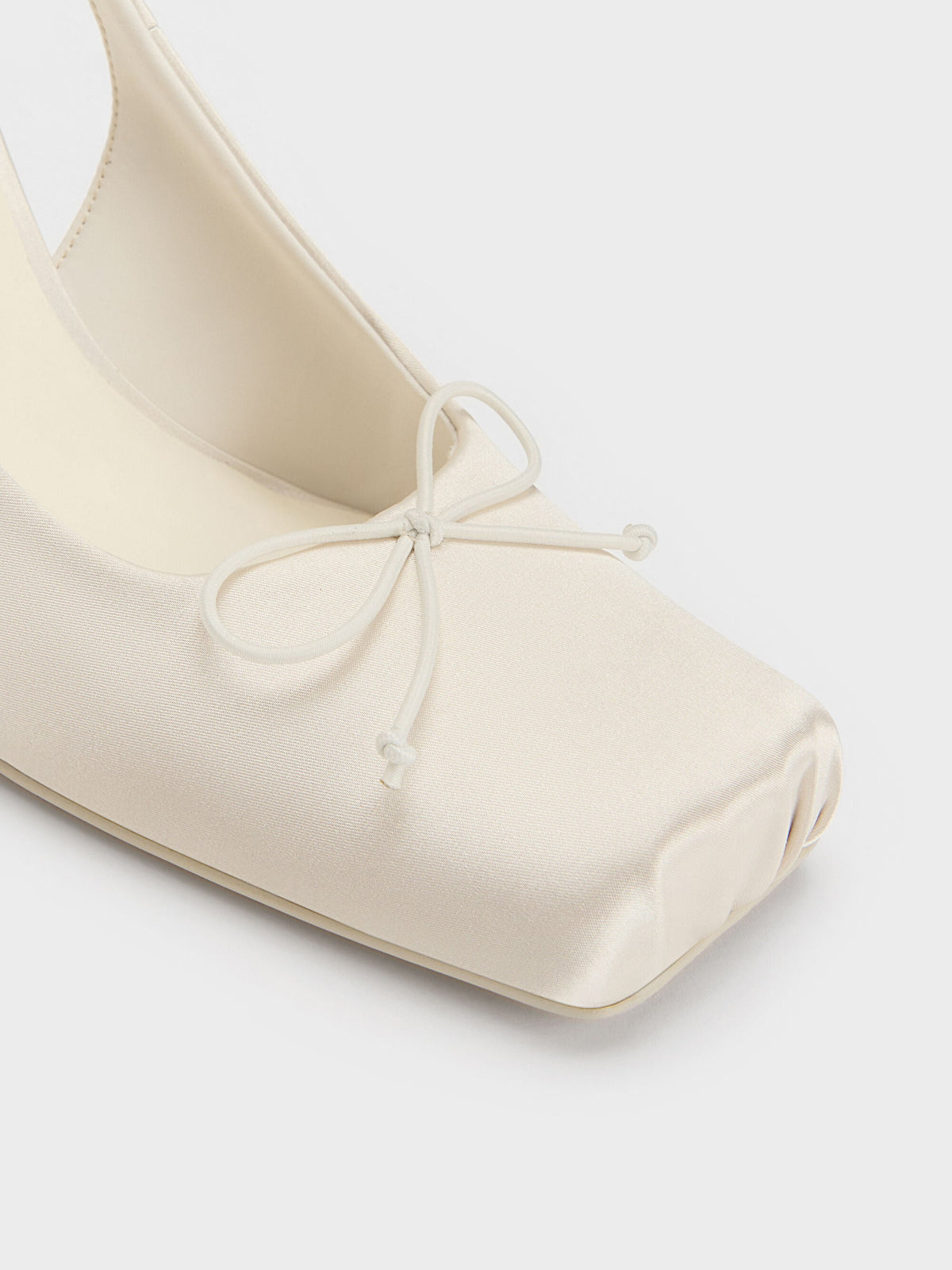 CHARLES & KEITH Trusted | Satin Ruched Stiletto Slingback Pumps - Chalk