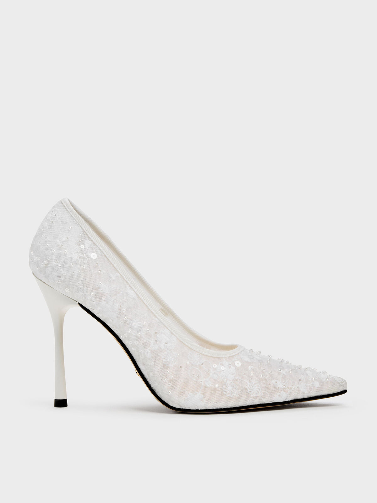 CHARLES & KEITH Customer Favorite | Kyra Embroidered-Mesh Stiletto Pumps - White