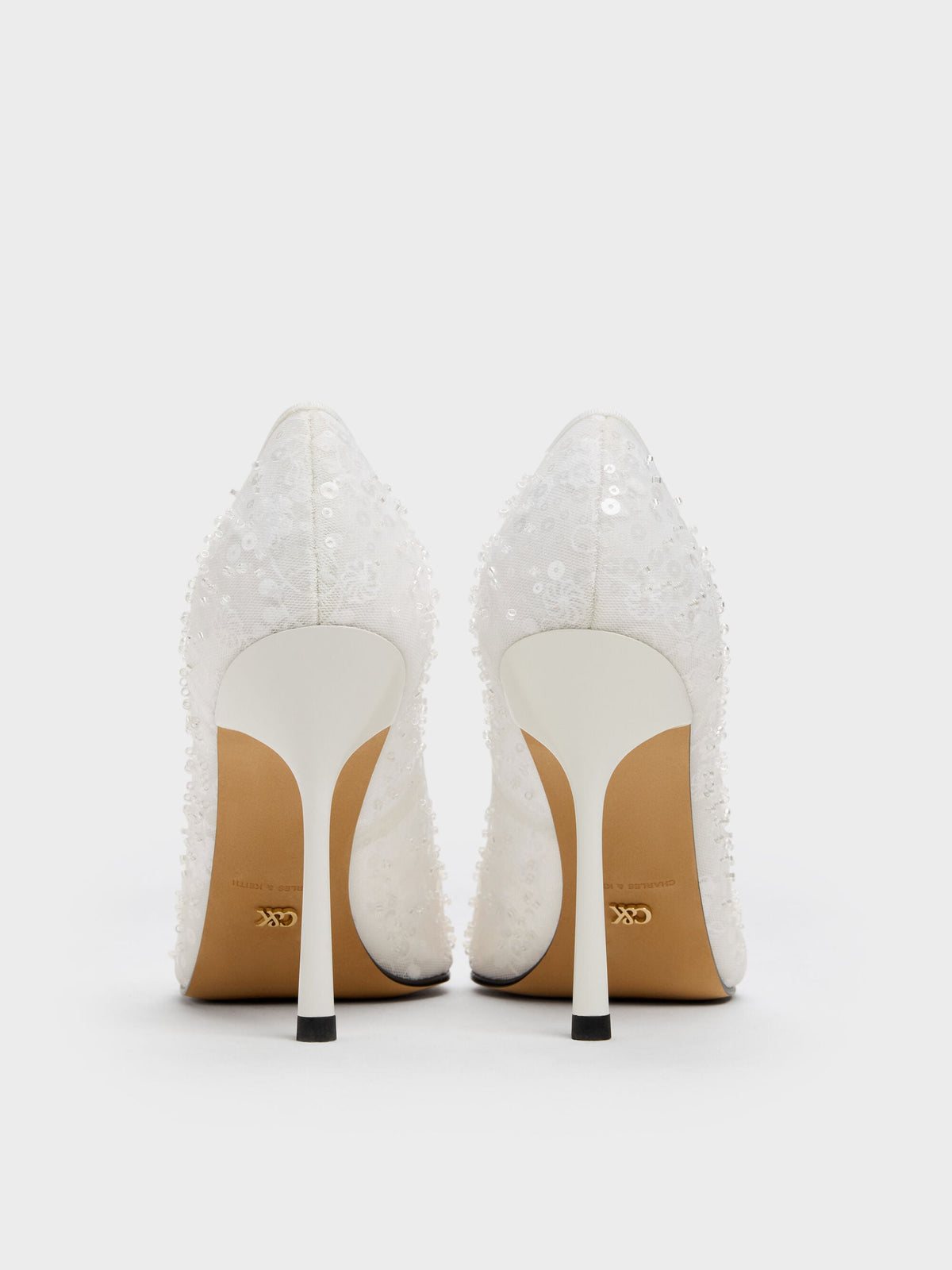 CHARLES & KEITH Customer Favorite | Kyra Embroidered-Mesh Stiletto Pumps - White