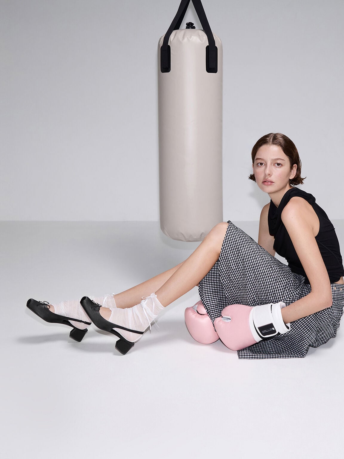 CHARLES & KEITH Special Offer | Sadira Satin Slingback Pumps - Black Textured
