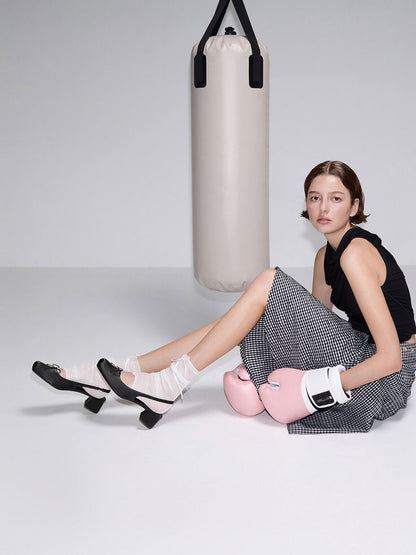 CHARLES & KEITH Special Offer | Sadira Satin Slingback Pumps - Black Textured
