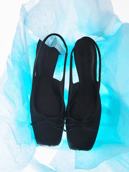CHARLES & KEITH Special Offer | Sadira Satin Slingback Pumps - Black Textured