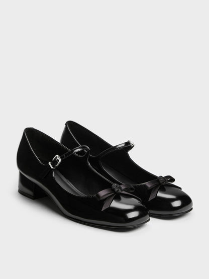 CHARLES & KEITH Recommended | Kelis Rose-Bow Mary Jane Pumps - Black Box
