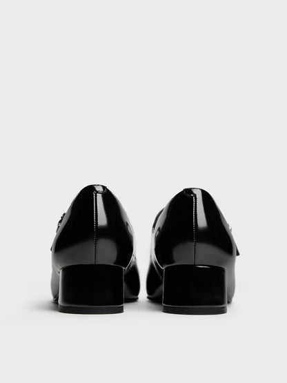 CHARLES & KEITH Recommended | Kelis Rose-Bow Mary Jane Pumps - Black Box