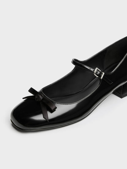 CHARLES & KEITH Recommended | Kelis Rose-Bow Mary Jane Pumps - Black Box