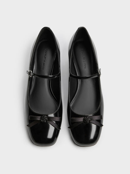 CHARLES & KEITH Recommended | Kelis Rose-Bow Mary Jane Pumps - Black Box