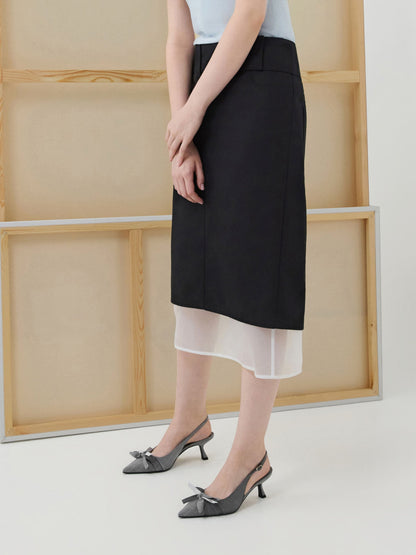 CHARLES & KEITH Top Pick | Striped Knot-Bow Pointed Slingback Pumps - Grey