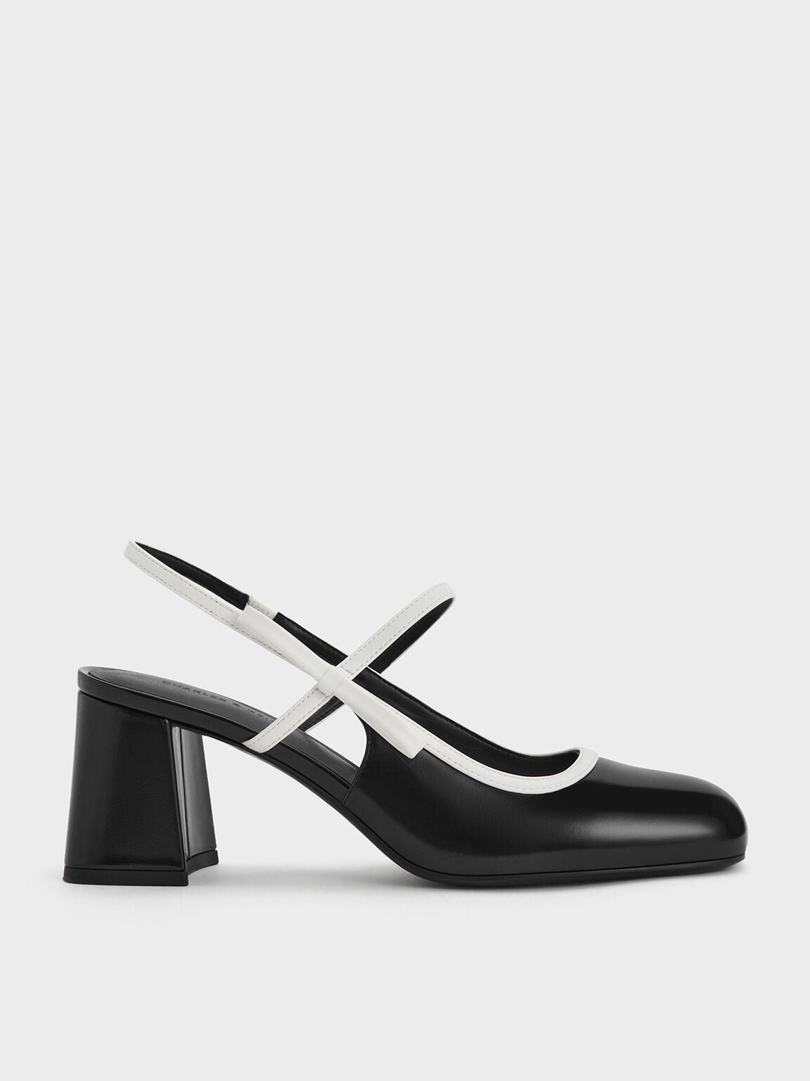 CHARLES & KEITH Great Value | Two-Tone Bow Slingback Mary Jane Pumps - Black Box