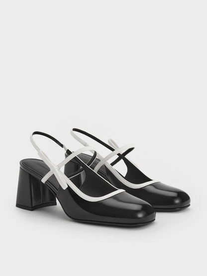 CHARLES & KEITH Great Value | Two-Tone Bow Slingback Mary Jane Pumps - Black Box