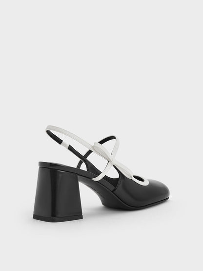 CHARLES & KEITH Great Value | Two-Tone Bow Slingback Mary Jane Pumps - Black Box