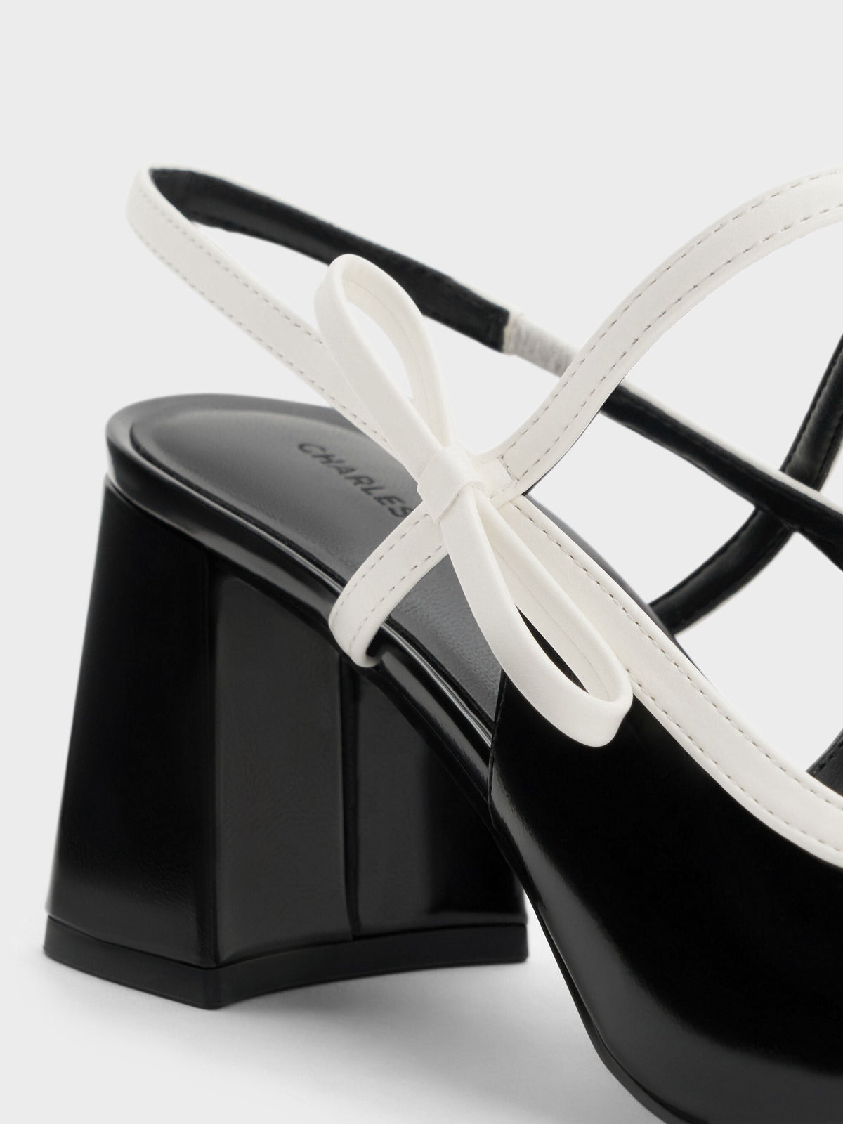 CHARLES & KEITH Great Value | Two-Tone Bow Slingback Mary Jane Pumps - Black Box