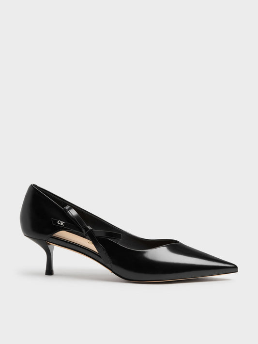 CHARLES & KEITH Trusted | Anastasia Leather Kitten Heels - Black Box