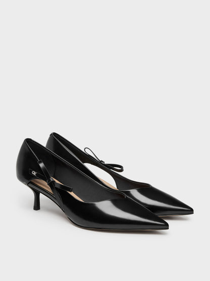 CHARLES & KEITH Trusted | Anastasia Leather Kitten Heels - Black Box