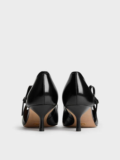 CHARLES & KEITH Trusted | Anastasia Leather Kitten Heels - Black Box