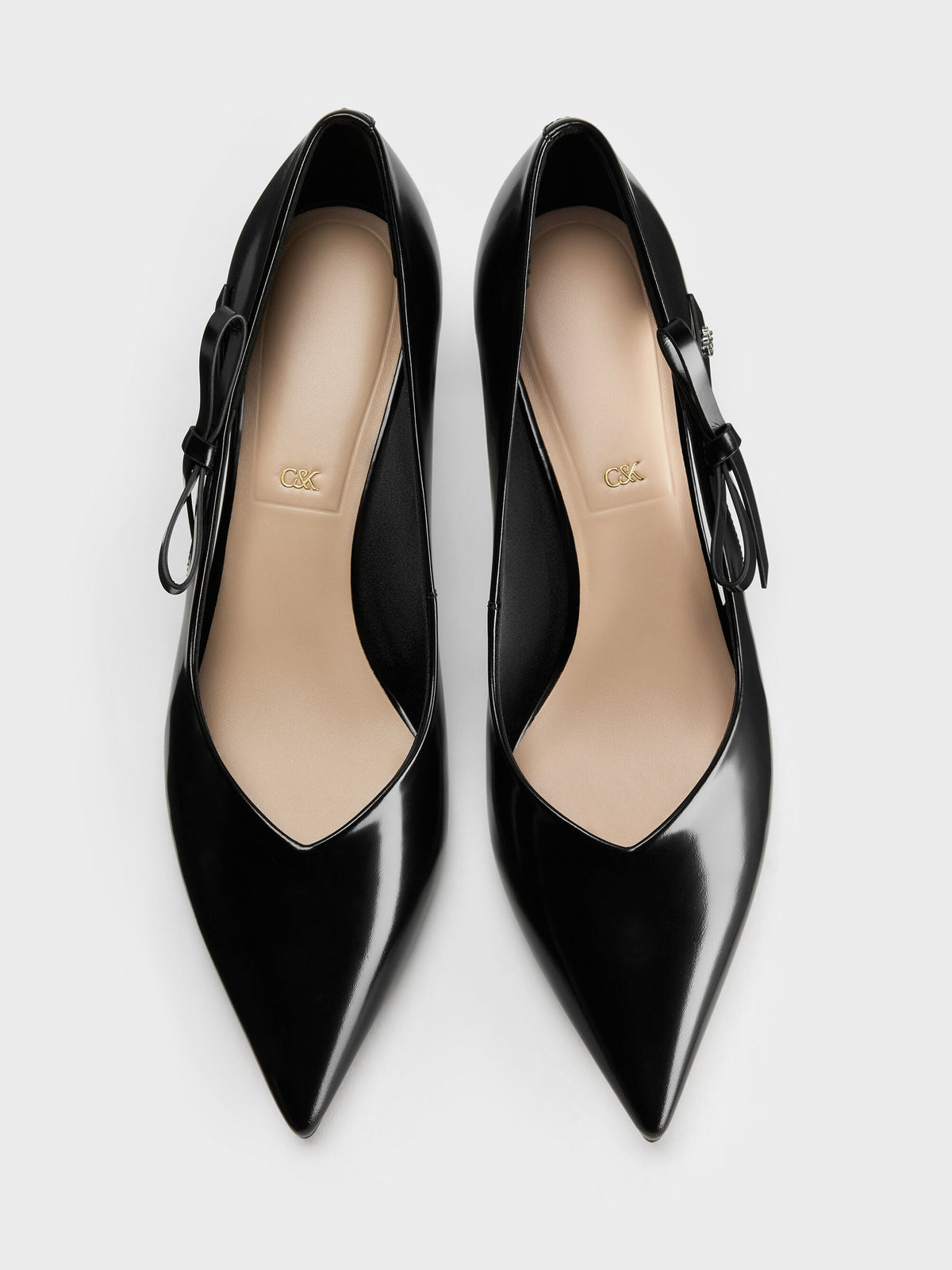 CHARLES & KEITH Trusted | Anastasia Leather Kitten Heels - Black Box