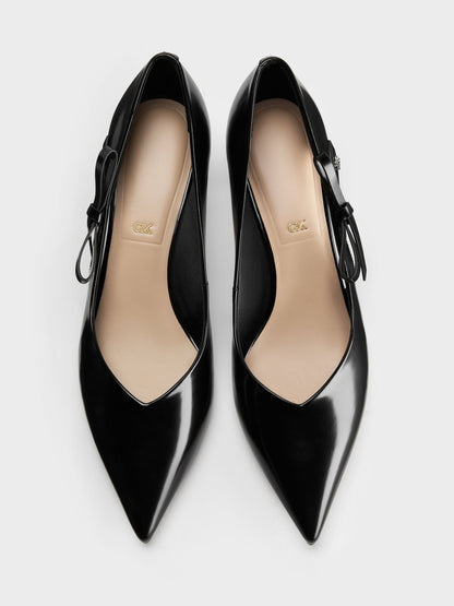 CHARLES & KEITH Trusted | Anastasia Leather Kitten Heels - Black Box