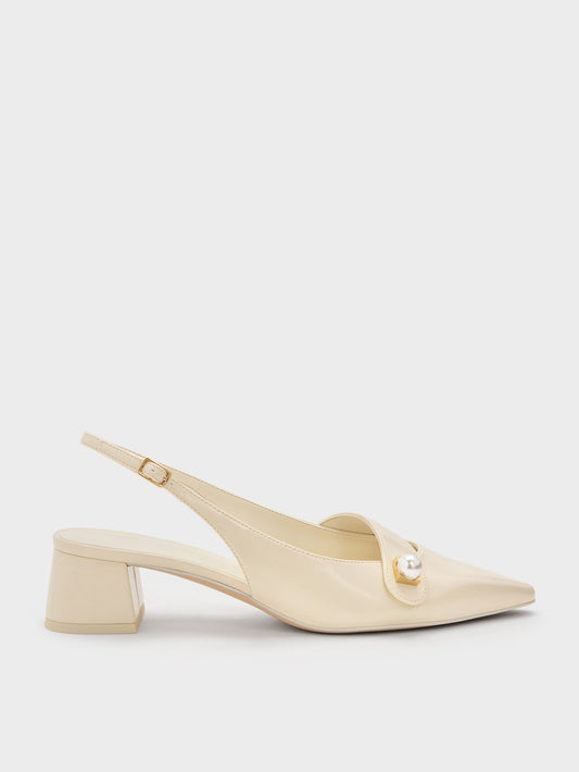CHARLES & KEITH Customer Favorite | Marie Pearl Slingback Pumps - Cream