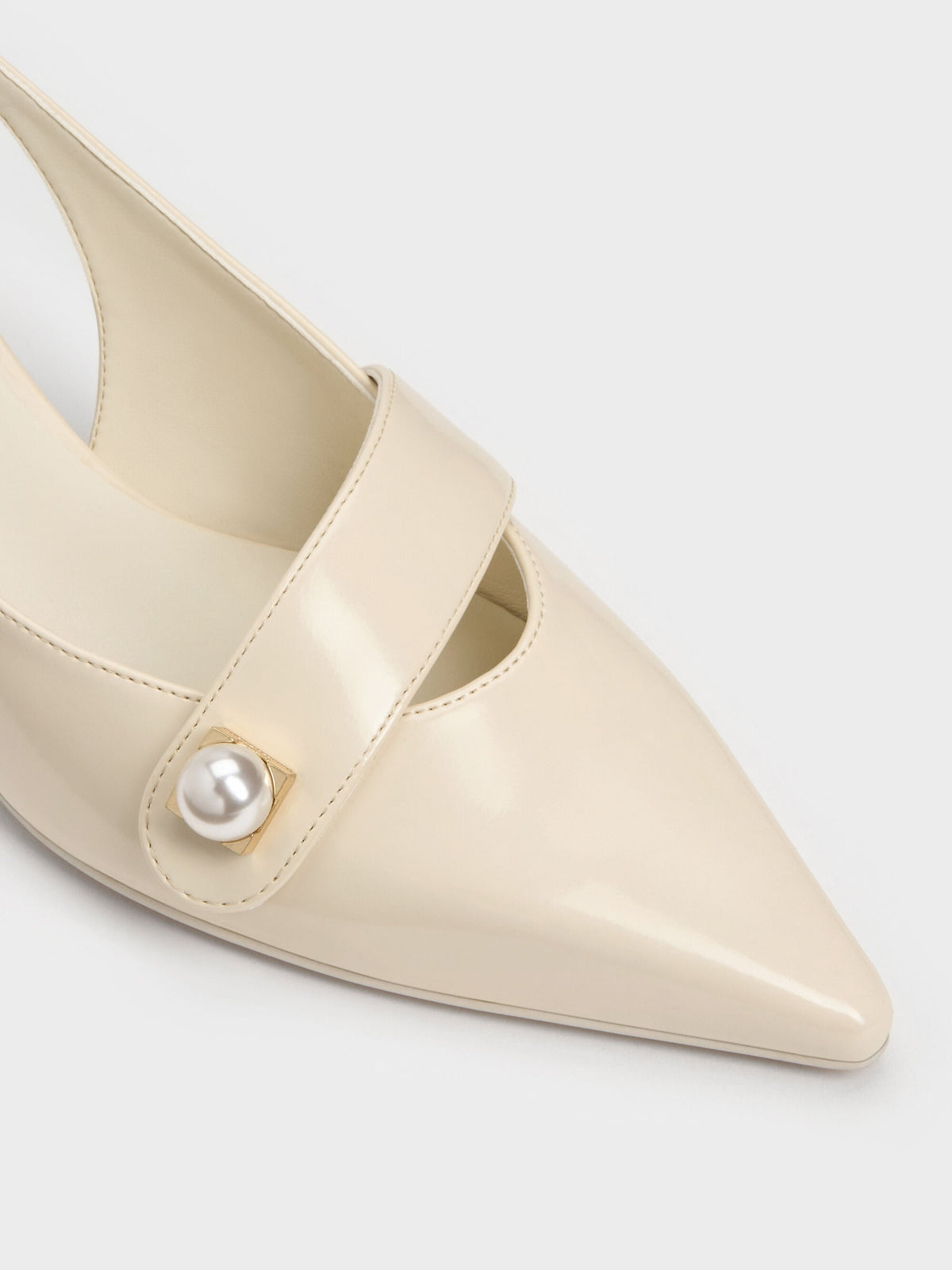 CHARLES & KEITH Customer Favorite | Marie Pearl Slingback Pumps - Cream