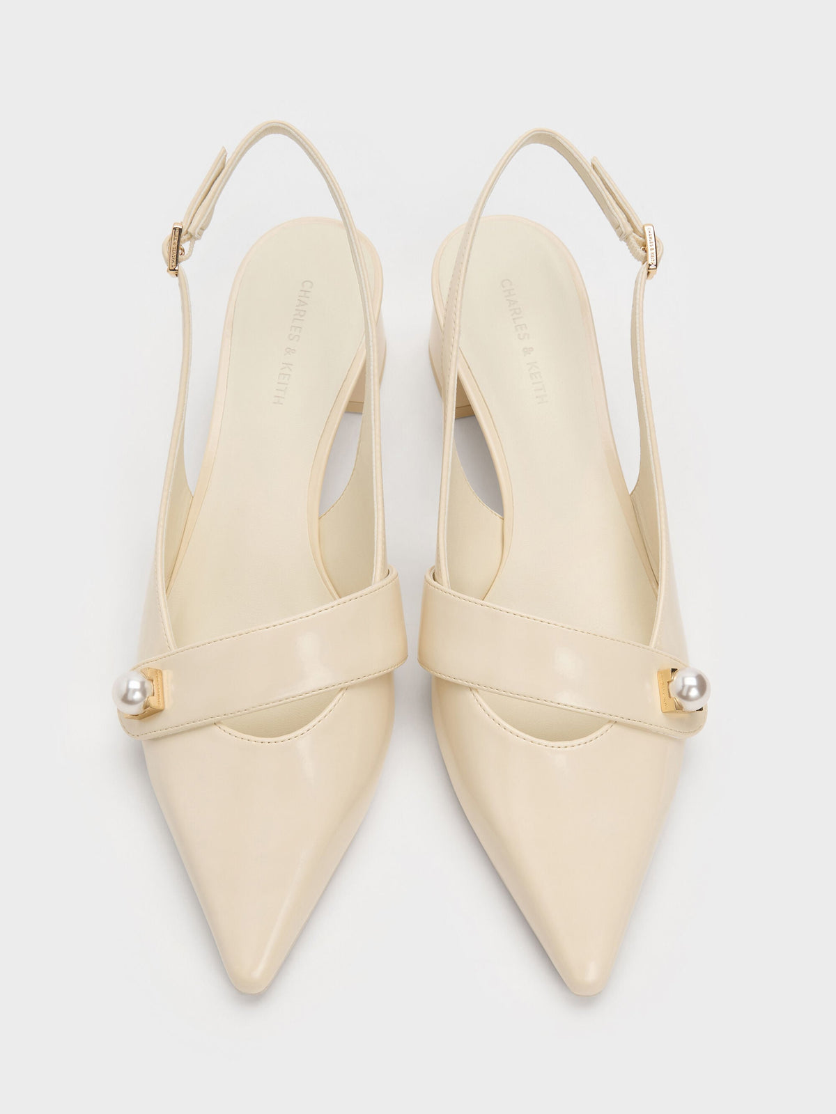 CHARLES & KEITH Customer Favorite | Marie Pearl Slingback Pumps - Cream