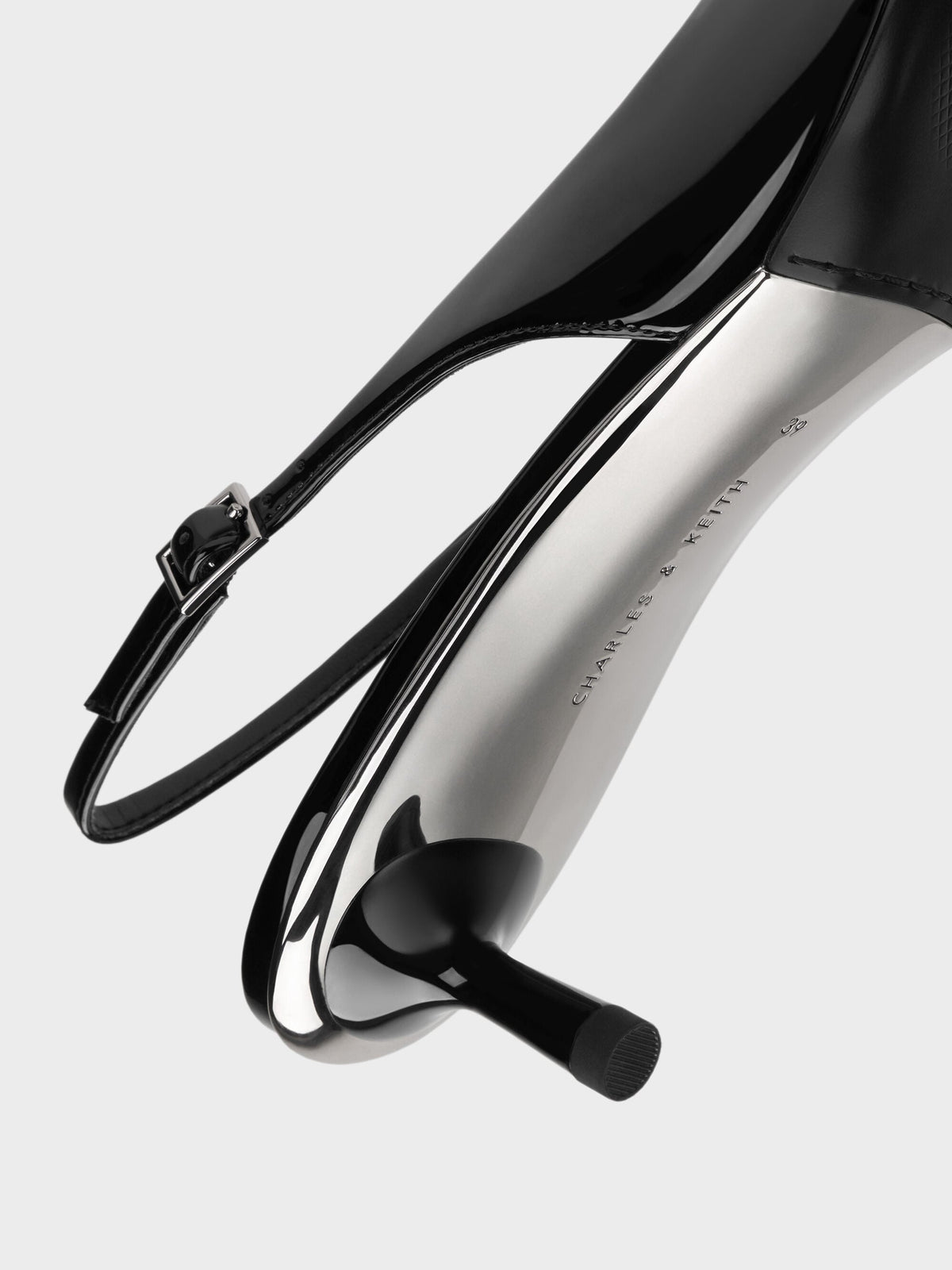 CHARLES & KEITH Hot Sale | Curtis Patent Slingback Kitten Heels - Black Patent