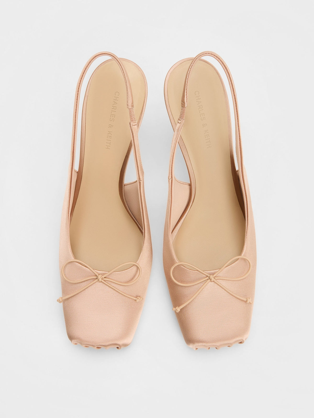 CHARLES & KEITH Smart Buy | Satin Ruched Stiletto Slingback Pumps - Nude