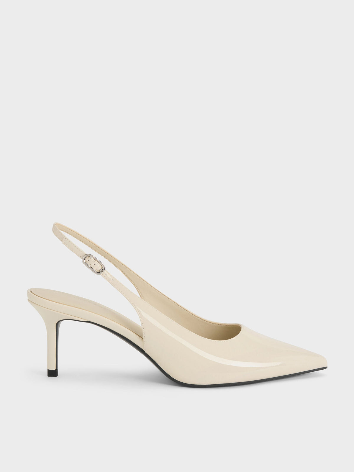 CHARLES & KEITH Best Seller | Kaia Patent Slingback Pumps - Chalk