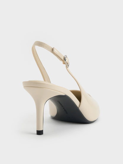 CHARLES & KEITH Best Seller | Kaia Patent Slingback Pumps - Chalk
