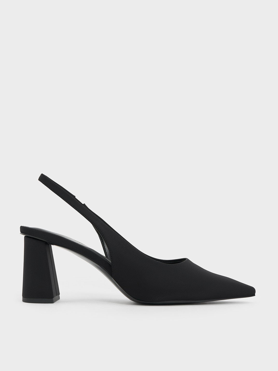 CHARLES & KEITH Top Pick | Teagan Elastane Pointed Slingback Pumps - Black