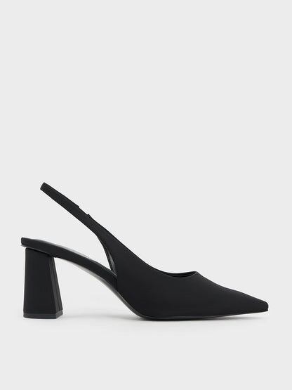 CHARLES & KEITH Top Pick | Teagan Elastane Pointed Slingback Pumps - Black