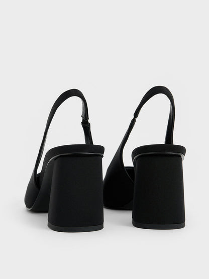 CHARLES & KEITH Top Pick | Teagan Elastane Pointed Slingback Pumps - Black