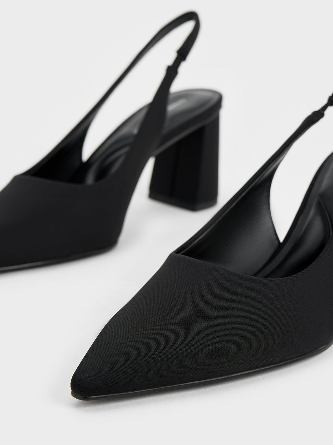 CHARLES & KEITH Top Pick | Teagan Elastane Pointed Slingback Pumps - Black