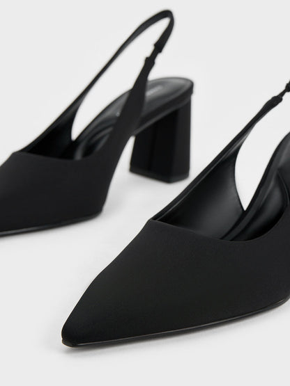 CHARLES & KEITH Top Pick | Teagan Elastane Pointed Slingback Pumps - Black