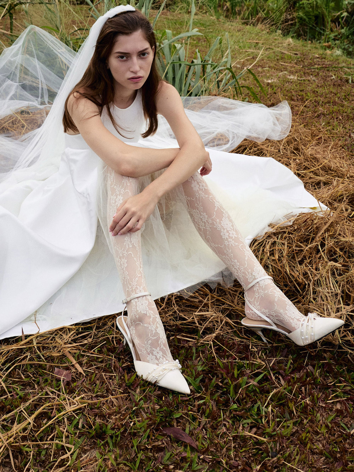 CHARLES & KEITH Exclusive | Leda Beaded Satin Ankle-Strap Pumps - White